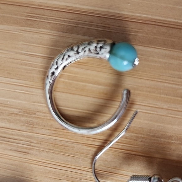 Tribal Boho Mini Hoop 2mm + Post size Sim Turquoise Zinc Alloy - Picture 4 of 5